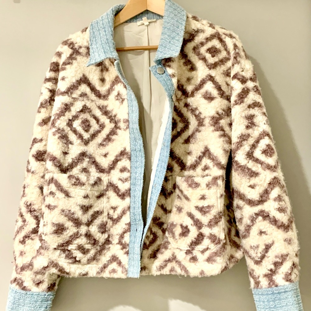 Women's Patterned Jacket with Blue Accents